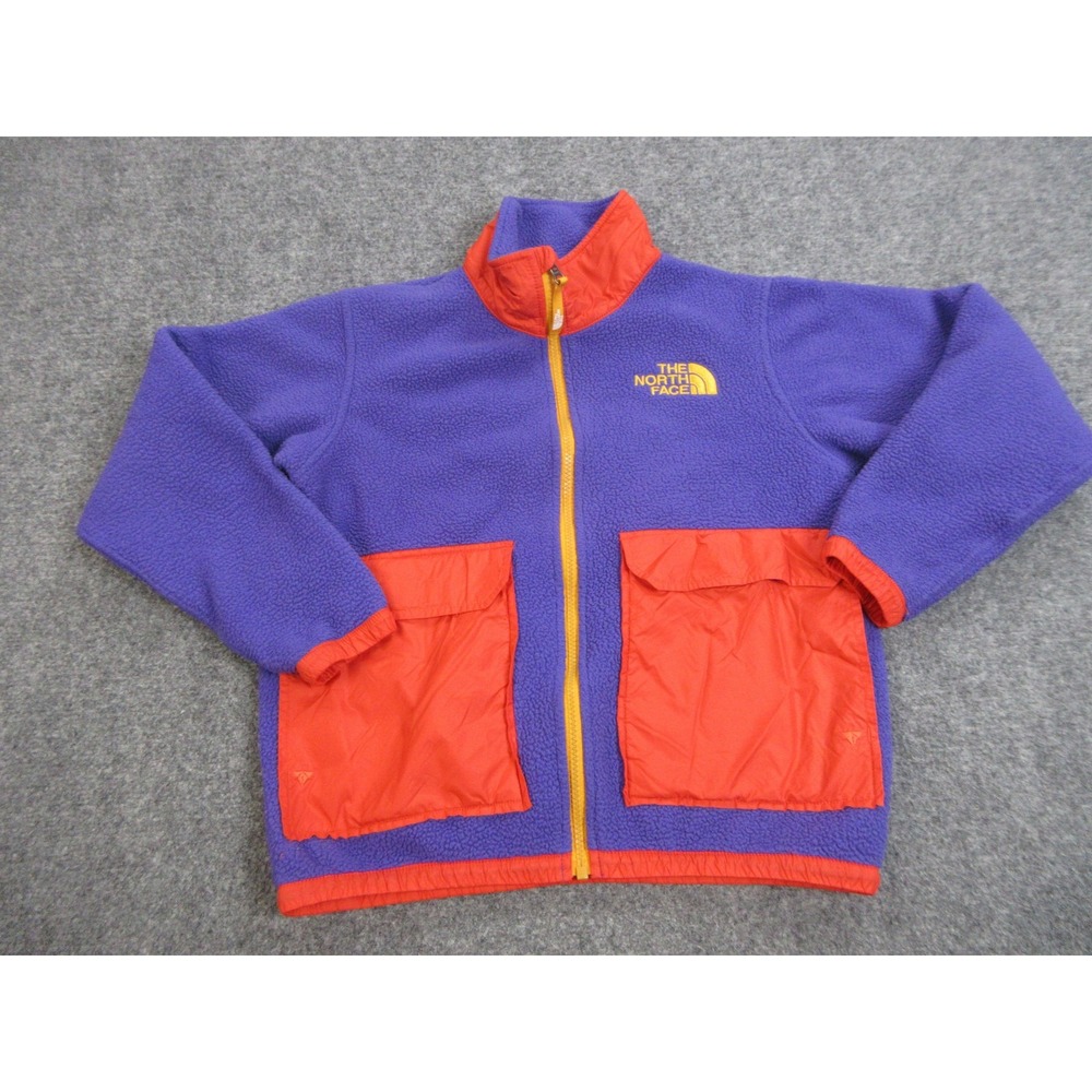 The North Face Jacket Youth Medium Purple Orange Fleece Full Zip Logo NF0A5EIN‎